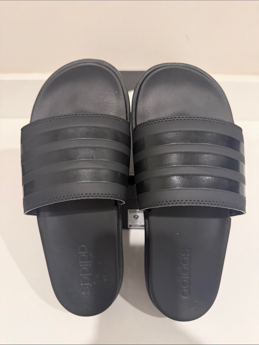 adidas Gray Slide Sandals with Three-Stripes
